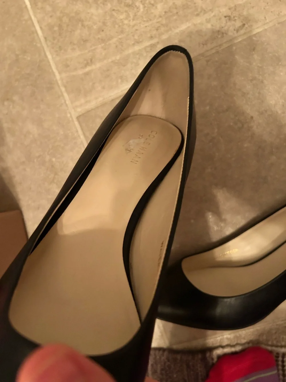Cole Haan Black Pointed-Toe Kitten Heel Pumps